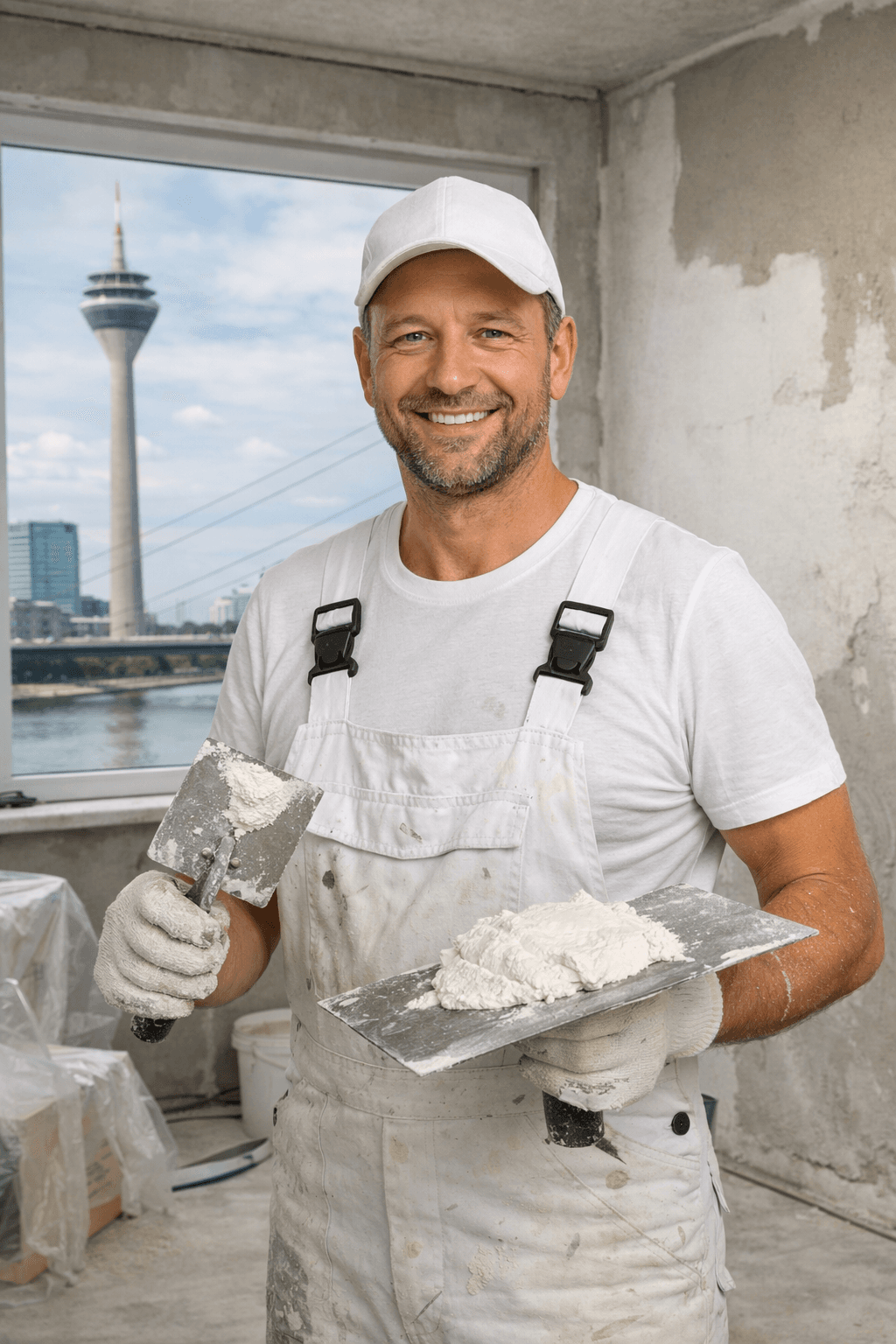 Professionelle Putzarbeiten Düsseldorf - Innenputz und Spachtelarbeiten von Stuckateur Meister Aleksej Alekseev